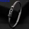 Gothic Double Bangle Men Stainless Steel Mens Bangle Bracelet Cool Friendship Jewelry Accessories Gifts For Husband1305P