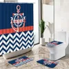 Douchegordijnen Navigatie Anker Douchegordijn Gestreepte Zeester Conch Creatief Antislip Vloerkleed Toilethoes Jongen Kind Badkamer Decoratieset Y240316