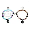 Strand 2pcs Crystal Star Couple Bracelets For Lover Women Men Heart Magnetic Matching Bangles Elastic Beaded Bracelet Jewelry