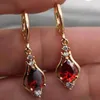 Boucles d'oreilles pendantes en forme de goutte d'eau, décor de luxe en Zircon, Style japonais/coréen, alliage de Zinc plaqué or 24K, bijoux cadeau féminin