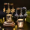 Rotating Candle Stick Holder Gold Candlestick Home Decoration Romantic Valentines Gift Party Room Decor Carousel Stand 240301