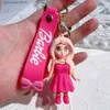 Porte-clés Longes Kawaii Barbie porte-clés bijoux accessoires Anime dessin animé 3D poupée pendentif porte-clés Barbie porte-clés pour femmes accessoires filles Y240316