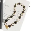 T armband set mässing stampe halsband t guldpläterad koppar mode kvinnliga designer halsband choker pendel kedja kristall imitation pärla wedd gg