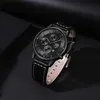Other Watches Mens Fashion Quartz Men Leather es Brand Luxury Male Clock Sport Mens Wrist Bracelet Necklace Relogio Masculino Y240316