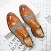 Oxford Erkek Ayakkabı Moda İş İş Gündelik Partisi Ziyafet Günlük Vintage Gravür Dantel-Up Brogue Elbise Ayakkabı Ayakkabı