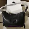 Smfk k Cross Flower Shoulder Bag Li Feier Same Black Leather Polishing Craft Fashionable and Trendy Female Underarm