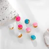 Studörhängen Japan Korea Söt rosa runda kvinnor Fashion Creative Design Emamel Color Small Ball Piercing Ear Ring Summer Jewelry