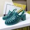 Summer Women's Crystal Jelly Sandaler Kvinnlig plast Högklackad gladiator Sandaler Fashion Beach Shoes Hollowed-Out Pumpar 240312