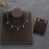 Wedding Jewelry Sets Trendy Dainty Initial Necklace Earring Ring Set Stackable Suitable for Female Girlfriends Wives Gift Pendant Mujer Moda HXN013 Q240316