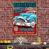 Vintage CAR SERVICE and REPAIR Flag Canvas Painting AUTO PARTS Posters and Prints Wall Hanging Banner Wall Decor Tapestry For Garage Gas Station Repair Shop