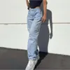 2024 primavera nova cintura alta borboleta impressão perna reta casual jeans calças de rua das mulheres