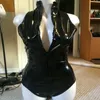 Kvinnors badkläder Kvinnor Sexig faux latex bodysuits i ett stycke plagg svart exotisk front dragkedja stretchig mager playsuit baddräkt klubb anpassadc24315