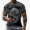 Mannen Casual Shirts Nieuwe 2023 Hot Casual Top Heren Outdoor Korte Sle 3D Digitale Gedrukt Schedel Ontwerp T-shirtC24315