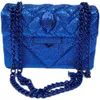 Schicke Umhängetaschen für Damen, Designer-Handtasche, blau, glänzendes Metall, kleine quadratische Tasche, Adlerkopf, Handy-Handtaschen, Tragetasche mit Kettenriemen, Umhängetasche 240311