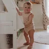 Bebek İki Parça Takımlar Erkek Kızlar Yaz Yelek Bloomers Setleri Toddler Sıradan Temel Stil Çizgili Bebek Güzel Giysiler Kıyafetleri 240314