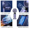 Electric Fans Mini Fan with LED Display Handheld Neck Travel Portable Fan Range 7-20h Summer Cold Air Conditioner USB Charging for Outdoor 240316