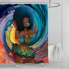 Cortinas de chuveiro 1 pcs colorido africano pop cabeça menina soprando bolha impermeável cortina de chuveiro decoração de banheiro com 12 ganchos de plástico y240316