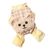 Dog Apparel Pet Winter Four Legged Cotton Jacket Plaid Corner Pants Thickened Windproof Warm Cute Teddy Bear Sweater Pajamas