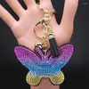 Klasyna 2024 Cut Butterfly Red Kolor Bag Charm Women Big Accessories Srebrna biżuteria Porte Clef Femme KXHK6S01