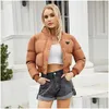 Femmes Down Parkas Veste Femme Designer Puffy Manches Longues Femme Manteau d'hiver Outwears Lady Slim Coupe-Vent Taille Courte Drop Dhrdh