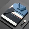 Zomer Hoge Kwaliteit Mannen Korte Mouw T-shirt 95% Katoen Multi-color Stijl Business Revers Gestreepte Mannen Polo Shirt 240304