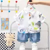 Ensembles de vêtements Nouvel été décontracté nouveau-né bébé garçon enfant en bas âge vêtements dinosaure chemise hauts pantalons 2 pièces/ensembles coton enfants tenues costume de vêtements