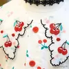 Clothing Sets Summer New Girl Clothes Suit Embroidered Cherry Lace Lapel Top+Elastic Waist Skirt Two-Piece Baby Kids Suit ChildrenS Clothing