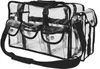Clear Cosmetics Bag Transparent Travel Makeup Bag with 5 External Pockets and Shoulder Strap Zippered Toiletry Carry Pouch Beach Bag
