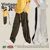 Erkek Olun İlkbahar/Yaz Side Kemik Birleştirme ve Kenar Dokuma Uzun Pantolon Amerikan Sokağı Gevşek Moda Markası Paraşütle Erkekler için