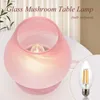 Tafellampen Nordic Paddestoel Tafellampen LED Nachtlampje Voor Woonkamer Decor Gebrandschilderd Glas Slaapkamer Nachtkastje Ins Lamp Kinderkamer Bureau Armatuur YQ240316