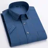 Camisas casuais masculinas nova quente estampagem estiramento cor sólida curto sle camisa masculina moda negócios casual não profissional roupas masculinas c24315