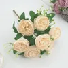 Fiori decorativi fiore artificiale oggetti di scena eleganti di peonies ramo per arredamento per matrimoni a casa realistica 7 gambi finti testa