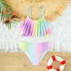 Women's Swimwear Girl 12 Bathing Suit Kids Swimsuit Two Pieces Tie Dye Bikini Set Ruffle Suits Tankini 7-14 Y Vacation Outfits