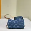 24SS Femmes Nano Designer De Luxe Denim Totes Sacs À Main Shouder Bandoulière Dames Sacs À Main Avec Pochette En Métal D'origine Bourse Pochette 16cm