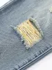 Jeans pour hommes Hommes Droite Non Stretch Coton Casual Mode Denim Pantalon Déchiré Effiloché Lavage JeansL2403