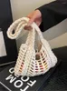 Evening Bags Japanses Style Woolen Knitted Handbag Crochet Braid Art Hollow Out Shoulder Bag For Women 2024 Lady Travel Underarm