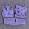 Set da yoga per donna senza cuciture Tute sportive da fitness Abbigliamento da palestra Manica lunga Crop Top Camicie Vita alta Leggings da corsa Pantaloni da allenamento 240307