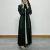 Abbigliamento etnico Donna Eid Musulmano Abaya Manica lunga Dubai Cardigan Diamanti Abaya Caftano Abiti Arabo Modesto Cintura Abito Perle Sciolto