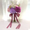 Decorative Flowers Bridal Silk Ribbon Wedding Bouquets Holding Bridesmaid Bouquet Handmade Artificial Bride Mariage Accessories