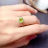 Anelli a grappolo Anello con peridoto 925 Anello in argento sterling genuino naturale Alta gioielleria Regalo di anniversario per donna Pietre verdi