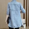 Trending Products Large Size Trench Coat Women Outerwear Denim Jacket Embroidery Autumn Clothing European Fashion 240311