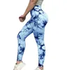 Aktiva byxor sömlösa tie-färgade yoga sätter sport fitness hög midja höft höja träningskläder gym leggings för kvinnor