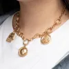 Plating Stainless Steel Coins Pendant Necklace Womens Metal Rapper Miami Cuban Link Chain Everything 240311