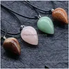 Pendant Necklaces Natural Energy Crystal Stone Pendant Necklaces With Rope Chain For Women Men Party Club Birthday Decor Jewelry Drop Dhkap