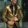 2024 Fashion Shining Gold Wedding Suits for Men Cheap Tuxedos Slim Fit Bridegroom Wear Best Mens Wedding Tuxedos (Jacket+Pant) مخصصة