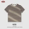 Be Mens Wear Spring/Summer 265G Water Wash Gradient Stripe Contrast okrągła szyja Krótki rękaw American Street Fashion Marka Para T