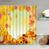 Rideaux de douche Rideau de douche d'automne pour décor de salle de bain feuilles d'érable ferme citrouille tournesol botte de foin automne Thanksgiving jardin maison tenture murale Y240316