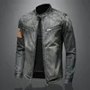 Vintage fashion all-match denim jacket trend handsome casual mens personality stand-up collar zipper denim top 240314