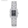 Outros relógios 2024 moda luxo quadrado preto branco strass digital quadrado liga dial quartzo feminino y240316