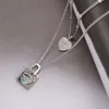 Designer Titanium Steel Tiffany and Co Classic Blue Oil Drop Lock Love Collier double couche pour femme en or 18 carats chaîne de collier de style doux